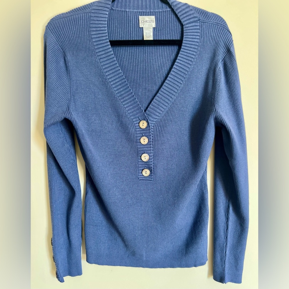 Chico’s Ribbed Long Sleeve Top – Size 1 (Medium)